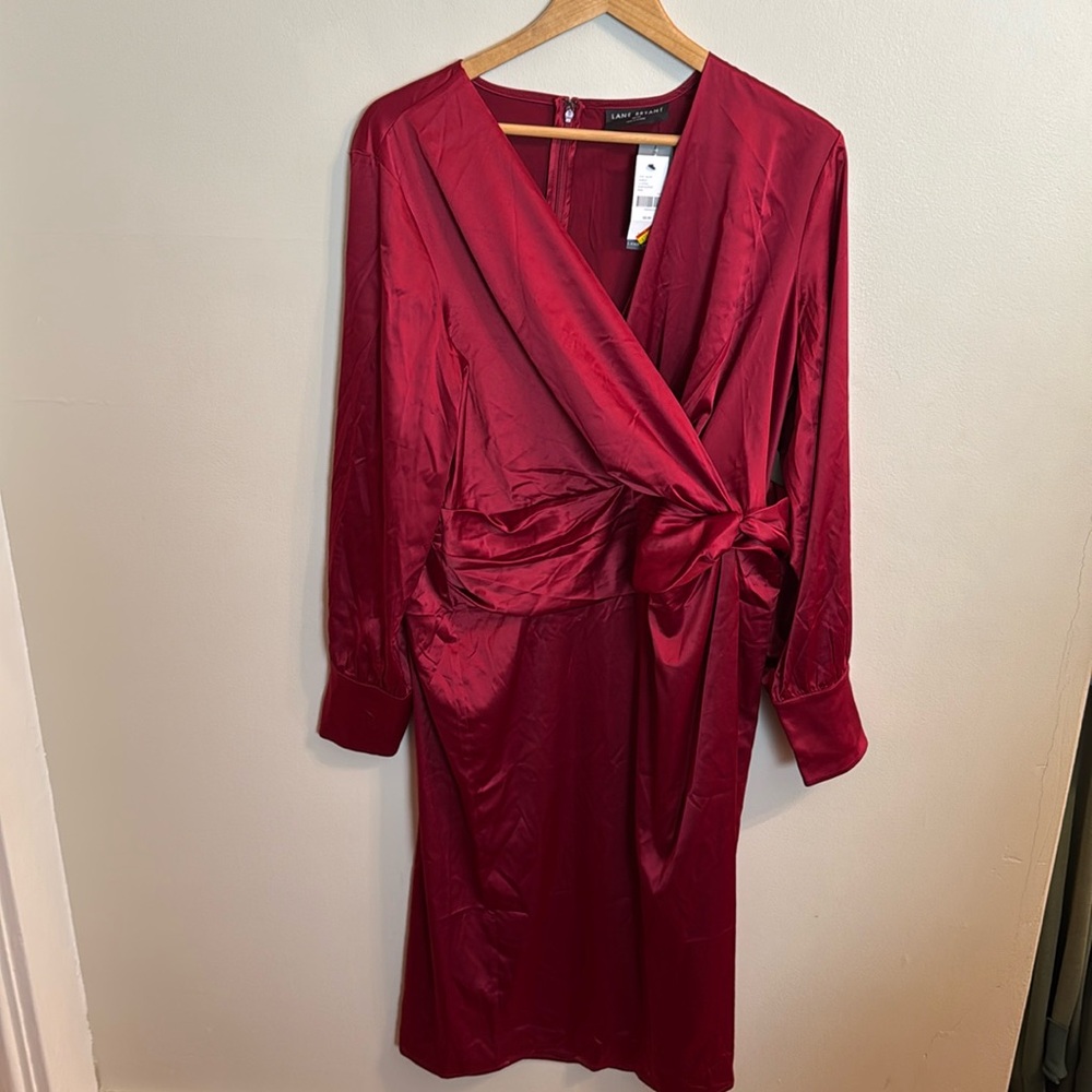NWT Lane Bryant Burgundy Silk Wrap Dressd
